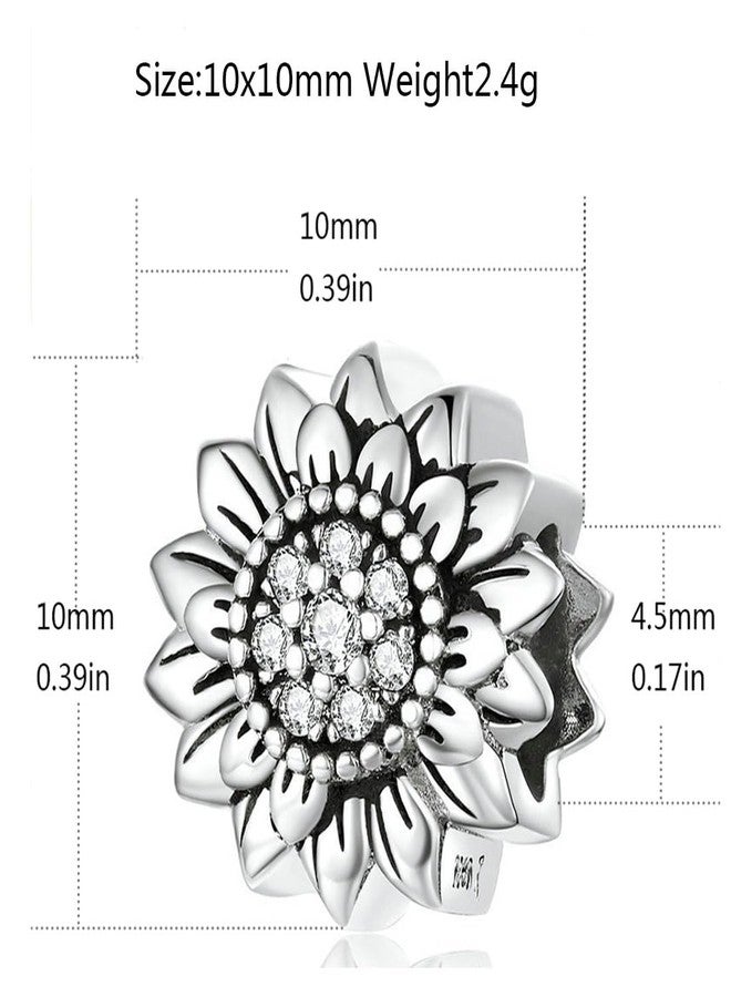 LAMOONY Sunflower Charm 925 Sterling Silver Sun Charm Flower Charm Love Gift Charm for Pandora Charm Bracelet (Sunflower A) - Image 2